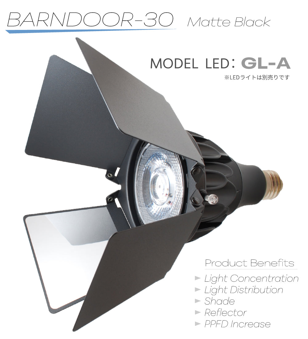 HaruDesign 植物育成ライト（GL-A/GL-X）用 BARNDOOR-30 配光/集光