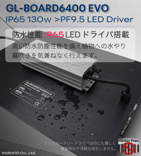 HaruDesign 植物育成ライト GL-BOARD6400EVO サムスンLM301H EVO搭載 size40x30cm max130W 無段階調光機能 防水性能IP65