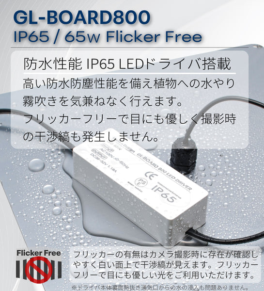 HaruDesign 植物育成ライト GL-BOARD800 育成用高効率SMD2835LED搭載 size30x30cm 固定65W スイッチ付き調光機能無し 防水性能IP65