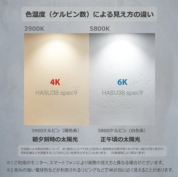 HaruDesign 植物育成ライト HASU38 spec9 McW 4K 暖色系 ホワイトスワールボディ