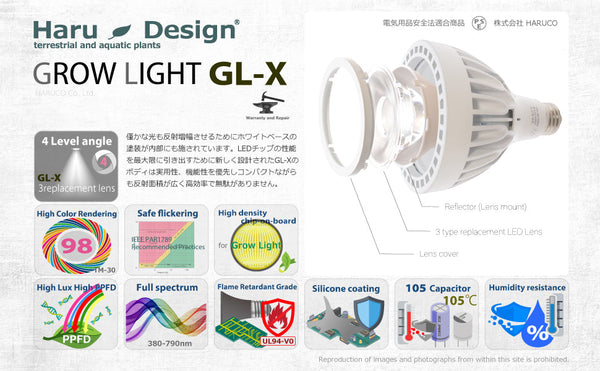 HaruDesign 植物育成LEDライト GL-X 6K FtW ブラックボディ 白色系 5800ケルビン