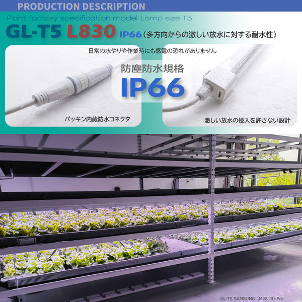 HaruDesign 植物育成ライト GL-T5 L830 25Wx2本 サムスンLM281B+Pro 防塵防水性能IP66 野菜水耕栽培等の植物工場モデル 電源コード付き 全長83センチ 製品3年保証
