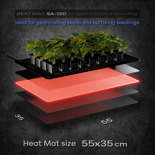HaruDesign 植物育成ヒートマット SA-12C 55cmｘ35cm （記憶機能）メモリ内蔵温度調整コントローラー付き IP67防水 低外気温にも対応する110W